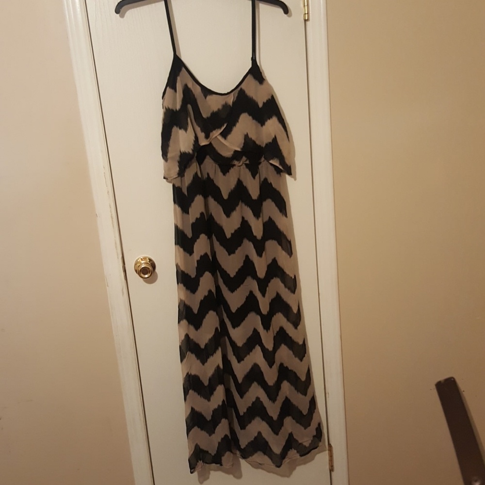 Black and beige spaghetti strap sundress